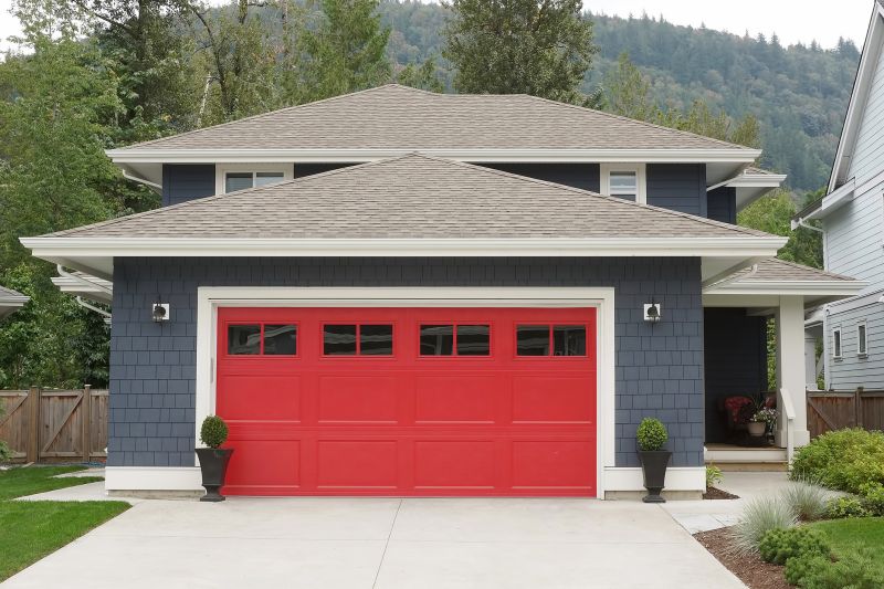 Home with painted garage door